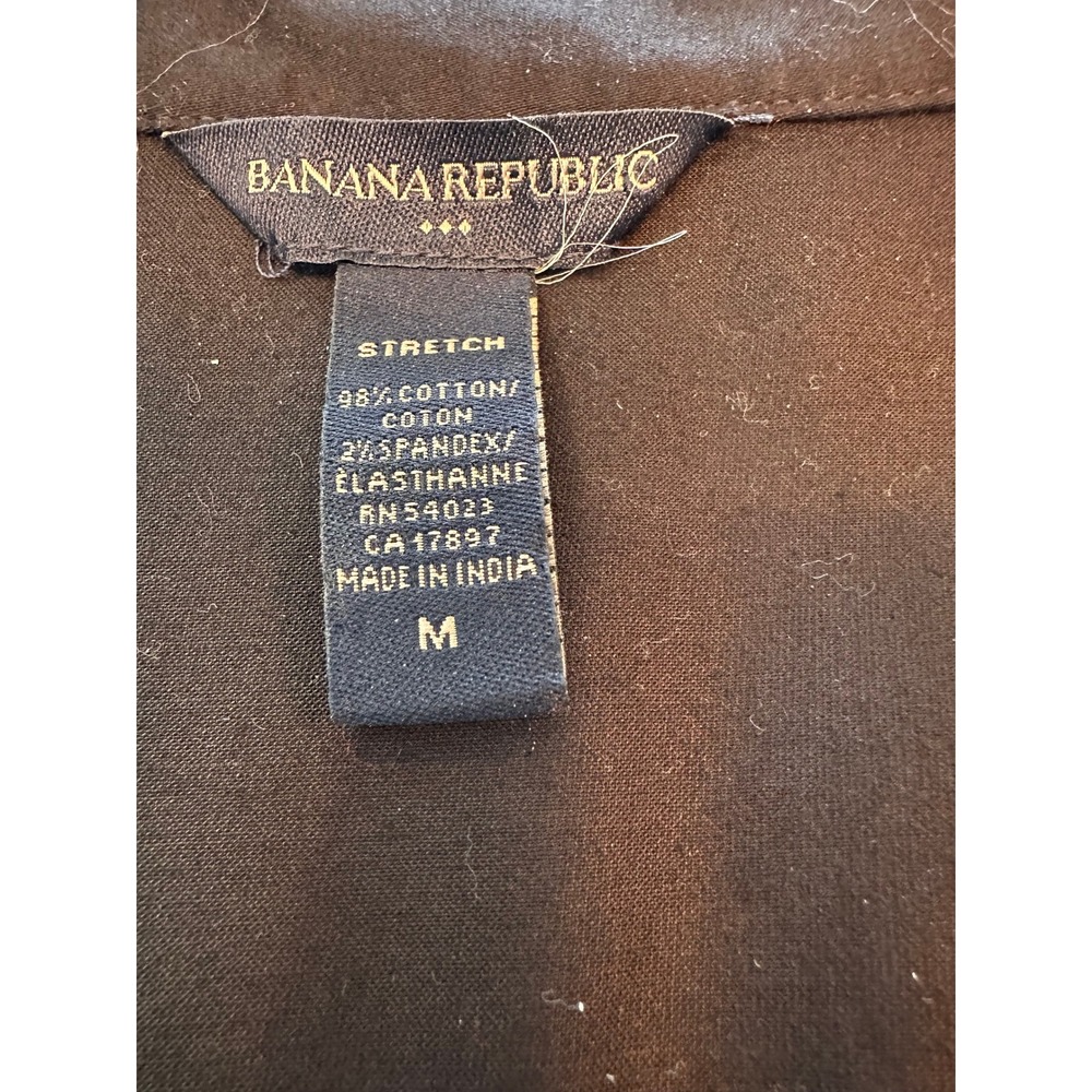 Banana Republic Womens Black Stretch Cotton Button Down Long Sleeve Shirt Size M - Picture 6 of 6